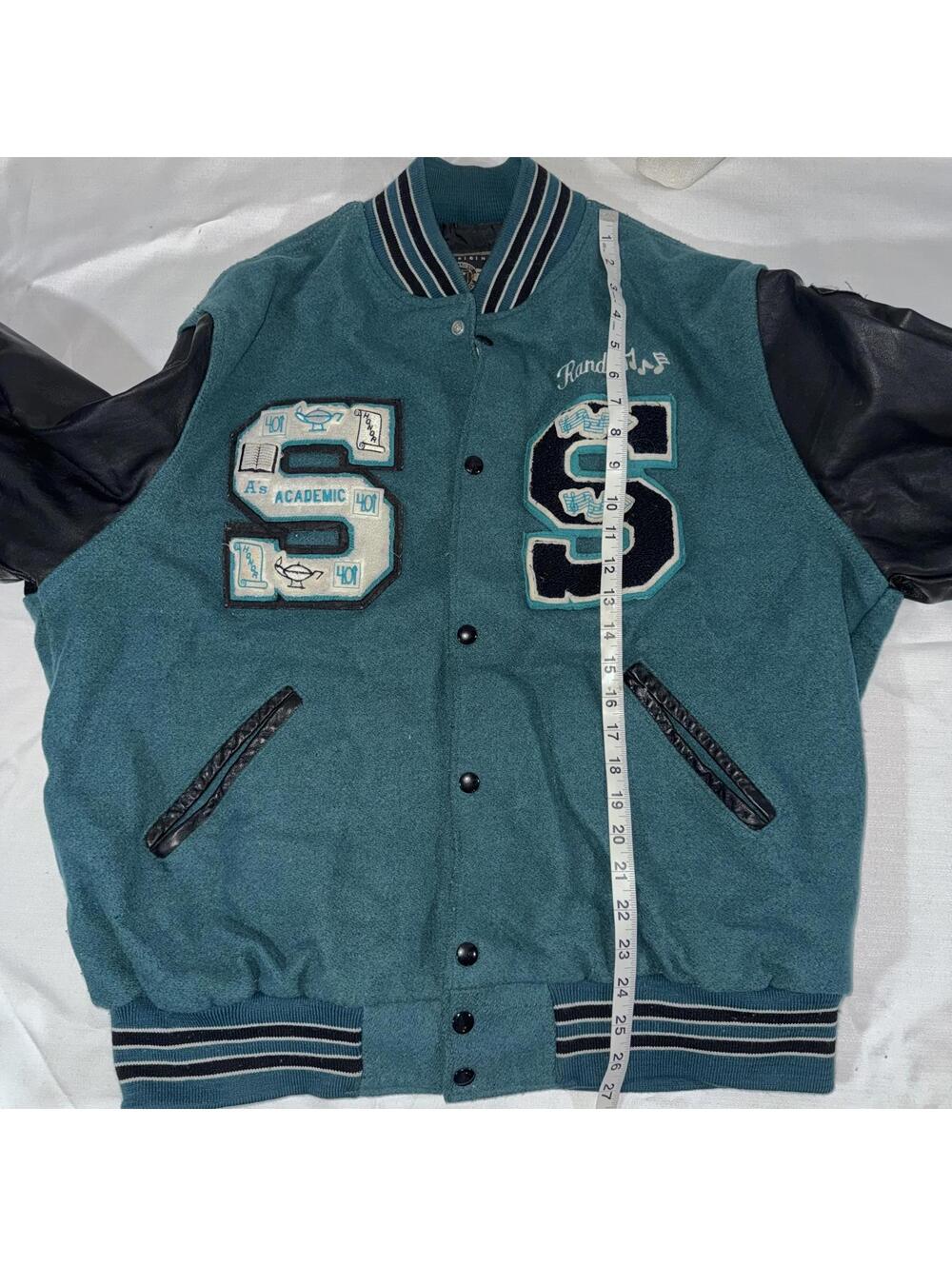 Vintage Letterman Jacket Holloway Sheldon Huskies Sacramento Faux Leather Arms - Picture 6 of 7